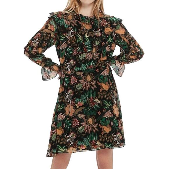 Scotch & Soda Dresses & Skirts - Scotch & Soda Maison Scott Forest Green Jungle Ruffle Size Large